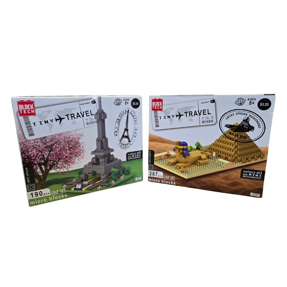Tiny Travel Micro Blocks Sphinx Pyramid Egypt/Eiffel Tower Paris Building Sets